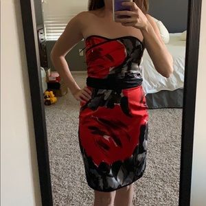 Satin cocktail strapless dress